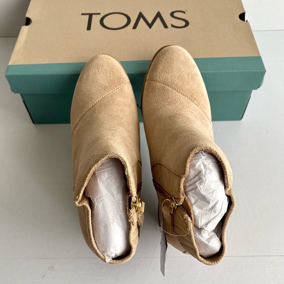 ✨New TOMS Sadie Suede Wedge Booties Sand Beige Size 7 - Picture 7 of 12